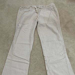 Roxy Khaki Linen Pants